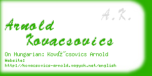 arnold kovacsovics business card